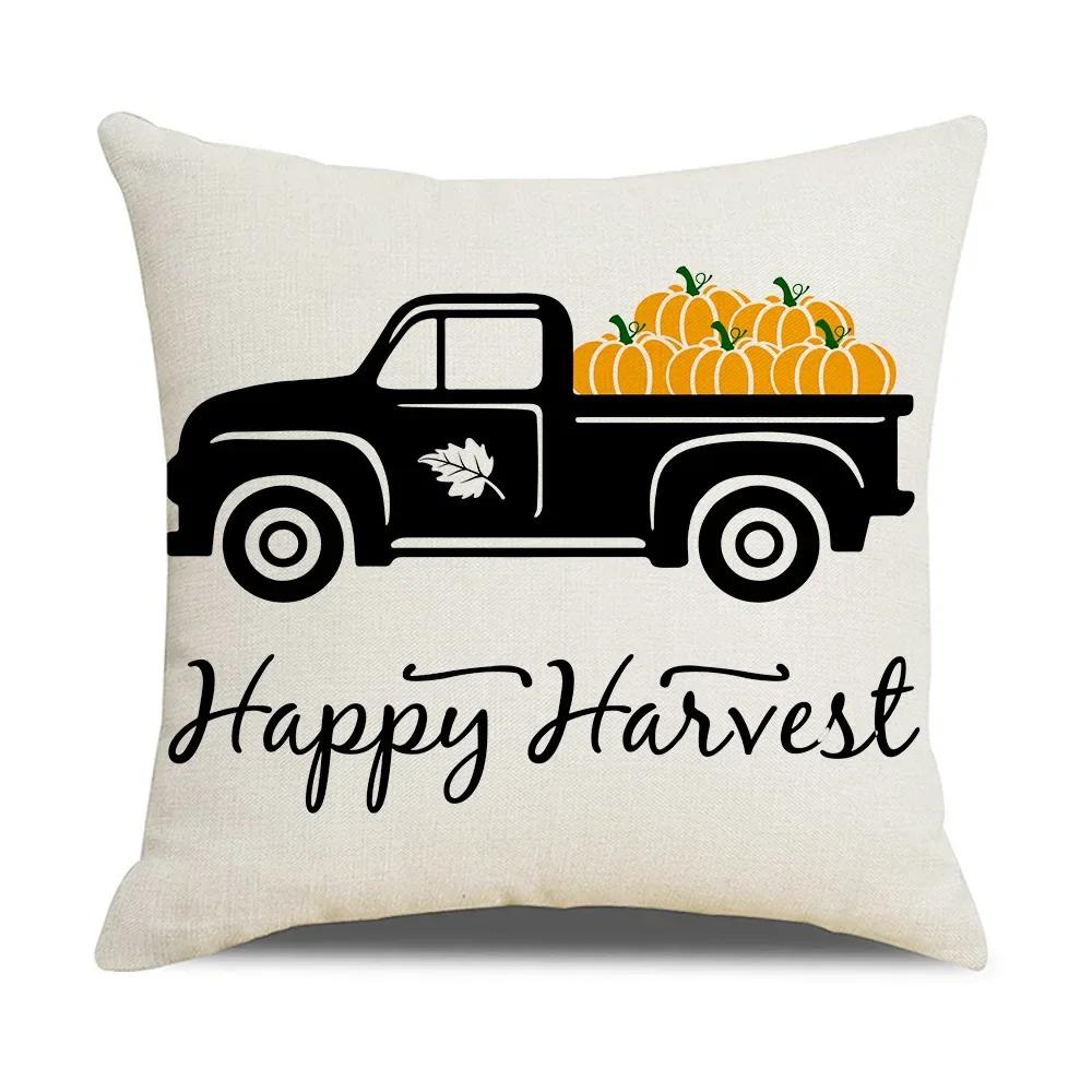 45X45cm Happy Thanksgiving Cushion Cover Fall Home Pumpkin Decorative Throw Pillows Sofa Cushions Maple Leaf Pillowcase 2023 New