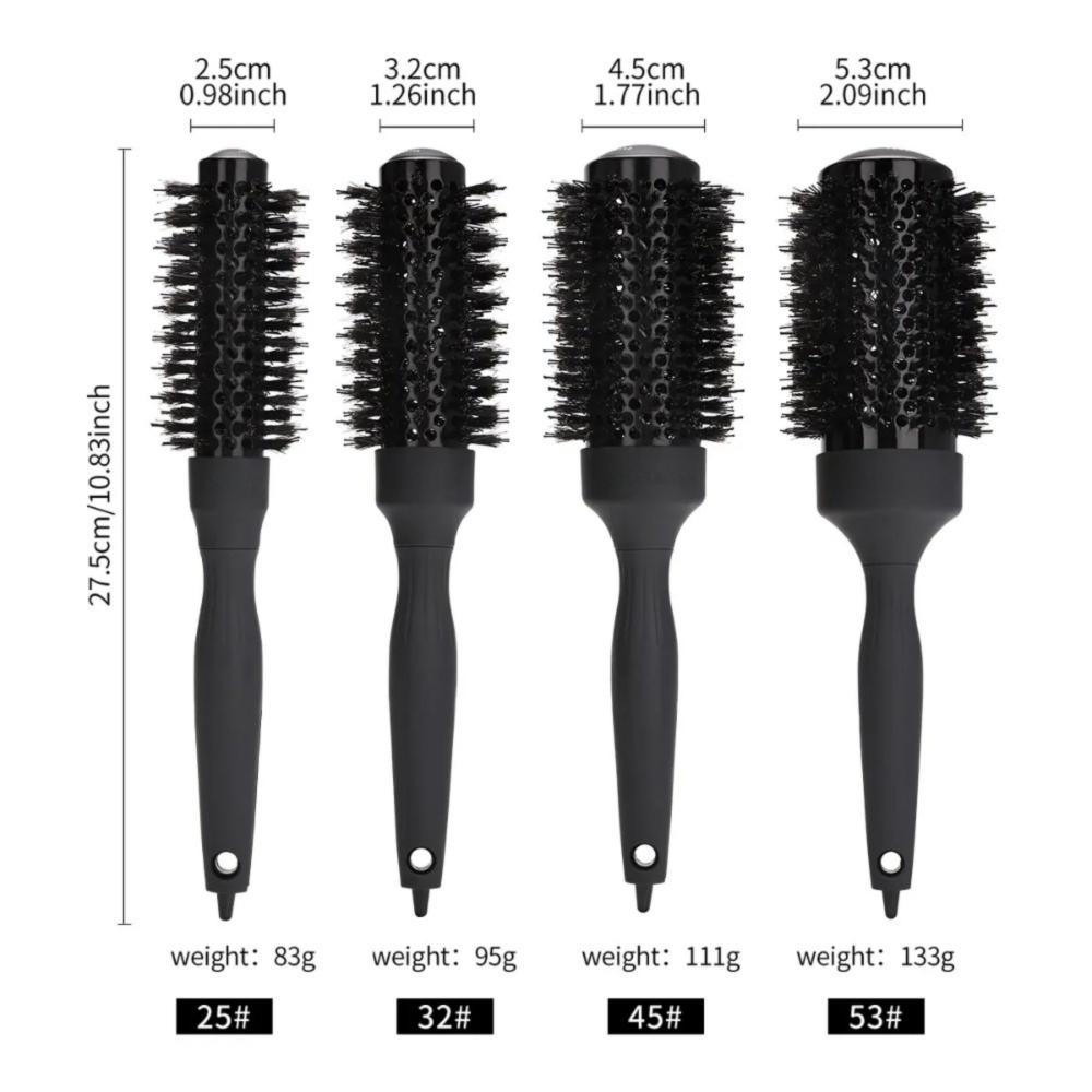 Round Barrel Straight Twill Hair Comb Handle Hair Curling Brush Round Rolling Brush Barber