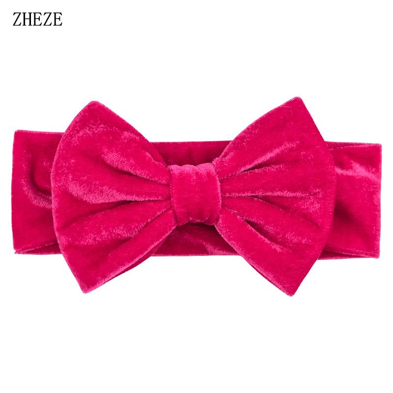 Baby Soft 5" Hair Bow Headband Kids Girls Velvet Headwrap Turband Toddler Photo Pro DIY Hair Accessories