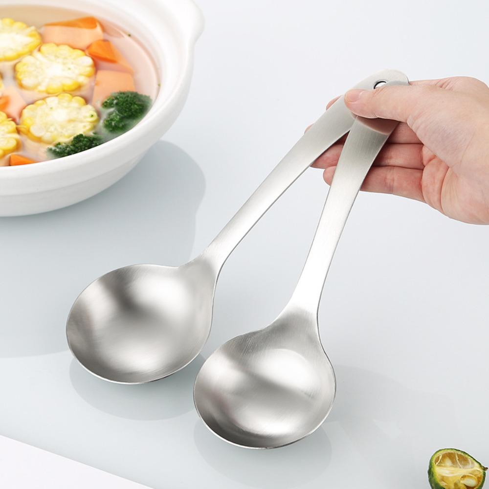 2pcs 304 Stainless Steel Rice Spoon Deepen Porridge Spoon Multifunctional Serving Scoop Hot Pot