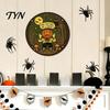 Halloween Home Decoration Retro Wall Sign, Round Metal Decorative Vintage Style Plaque Rustic Art Decor for Living Room Party Signs