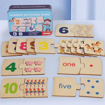 Wooden Number Matching Puzzle Toys Montessori Early Education Digital Pattern Thicken Blocks Game for Baby Festival Gift Toy
