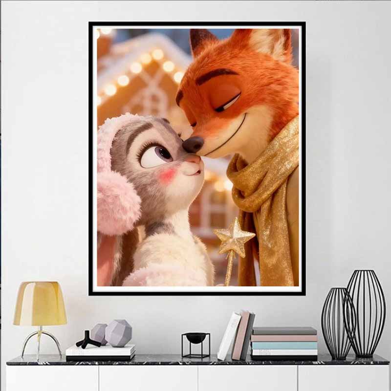 Disney Diamond Painting 5D Judy  Nick Winter Kiss Cartoon Movie Cross Stitch Embroidery Handmade Gift Home Decor