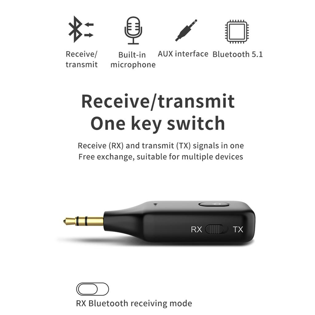 Car Audio Adapter Transmitter Music Receiver Wireless Extender Speaker With Built-In Microphone Hand Free Calling 3.5MM Port