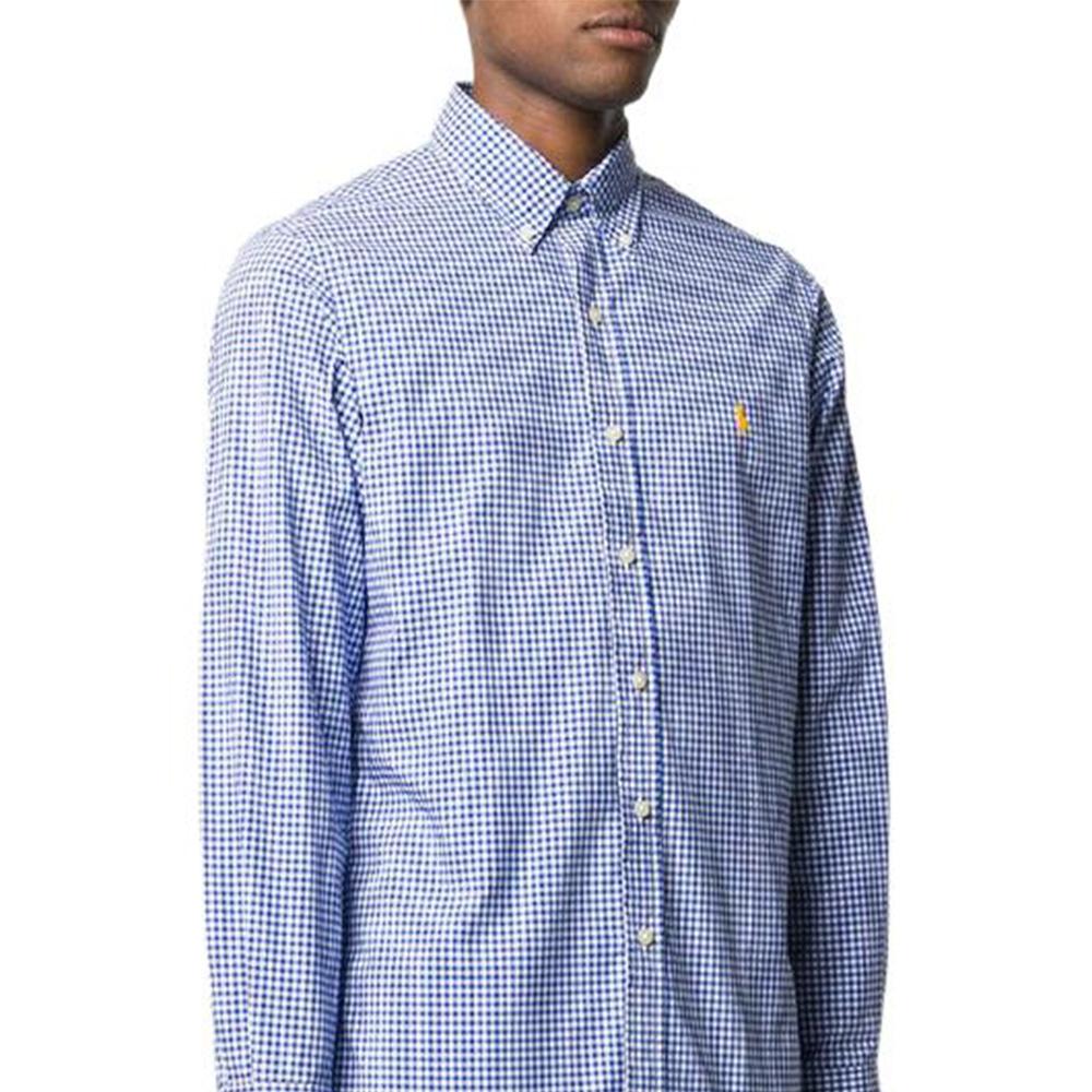 Polo Ralph Lauren Logo Embroidered Plaid Print Long Sleeve Shirt Men shirts Blue 710794610-001