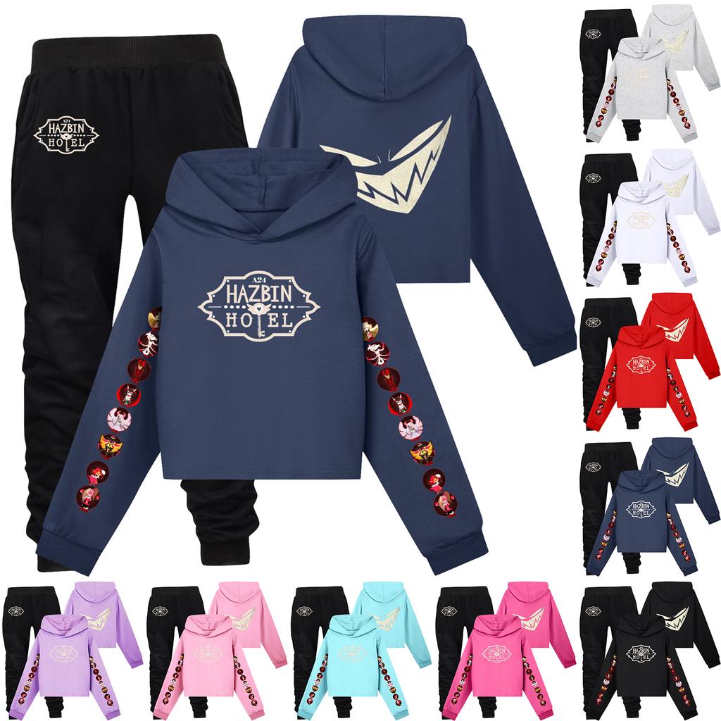 Children's Casual Fashion Hooded Pullover, Printed Loose Hoodie And Casual Pants Two-piece Set