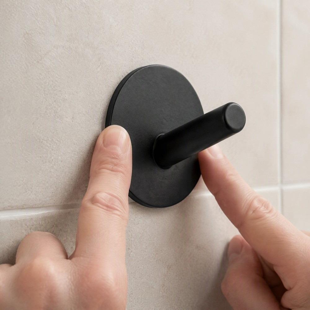 4 PCS Stainless Steel Stainless Steel Hook Silver Black Towel Hook Adhesive Hook Bathroom Kitchen