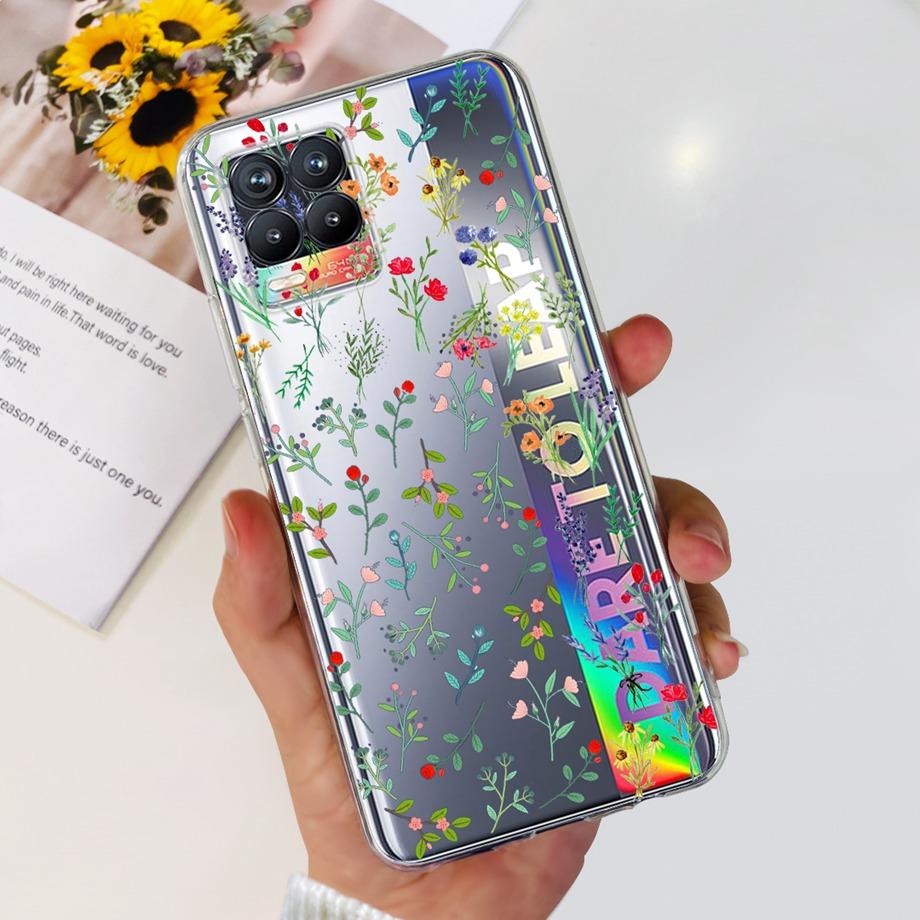 For Realme 8 Case Flower Fashion Cat Cute Cover Coques For Realme 8 Pro Phone Cases Cover Realme8 5G Realme 8i Fundas Soft Capa