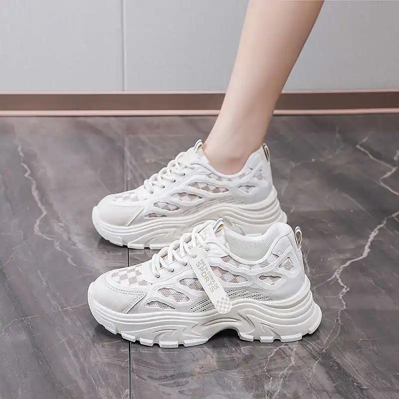 Thick Heeled Number Women's Thick Low Heel Oxford Beige Platform Shoes White Boot Tennis For Women Sneakers Sports To Play