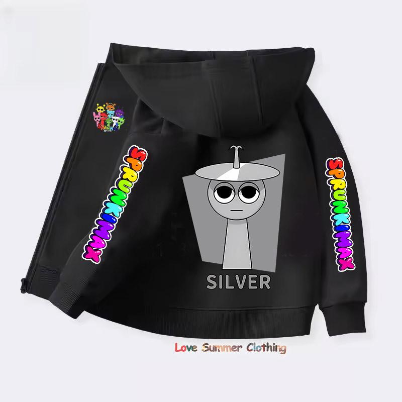 Sprunki Reißverschluss-Hoodies für Kinder Incredibox Anime-Figuren Mädchen-Sweatshirt Kinder Frühling Herbst Pullover Geschenk Jungenkleidung 4-14J