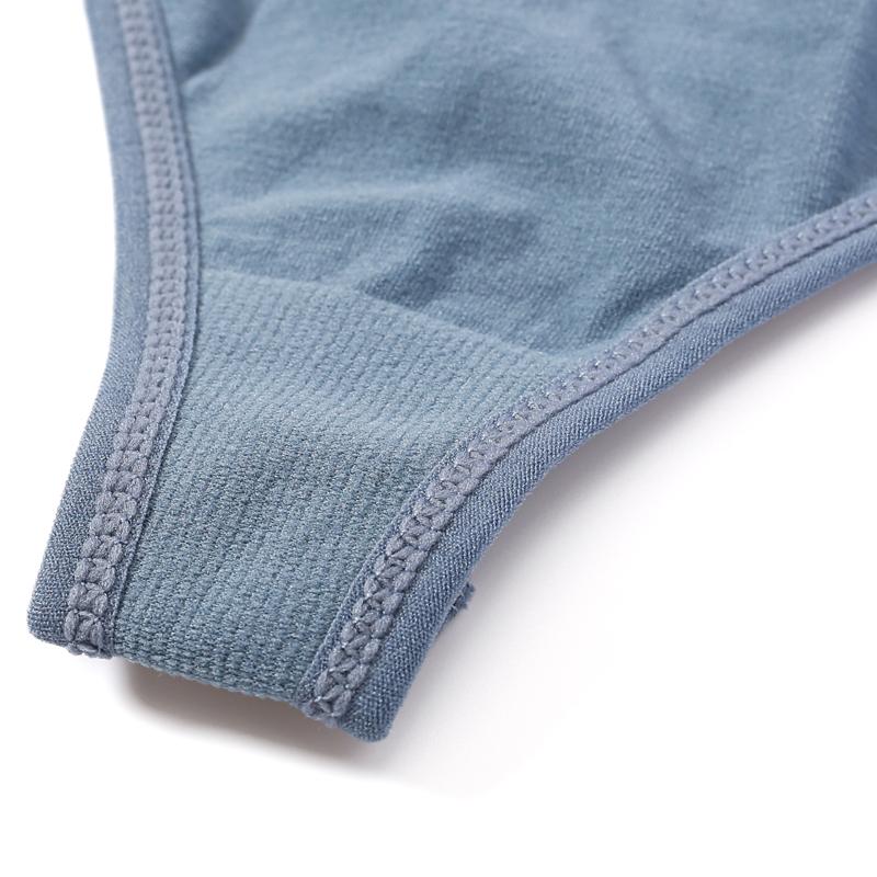 Cotton Female Underwear Set Short Skin Care Kits Ribbed Brassiere Sexy Thong Low Waist Panties Women Seamless Bra Lingerie Set