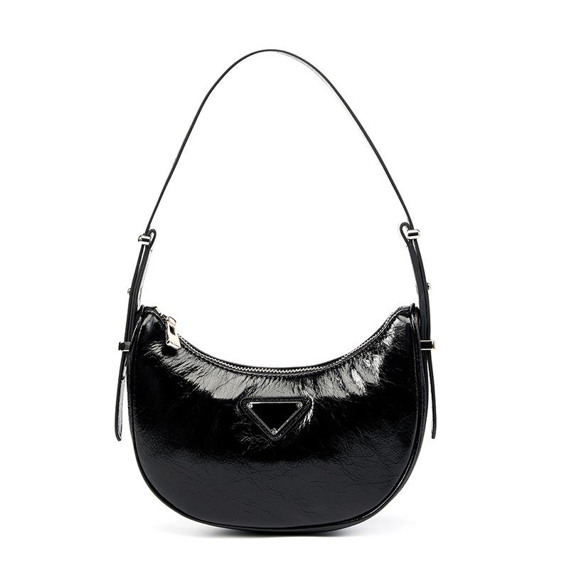 Summer Top Cowhide Crescent Bag for Women  New Spring and Summer High End Half-moon Bag for Commuting One Shoulder