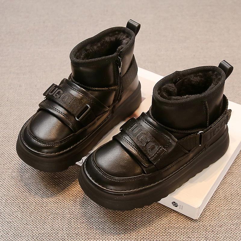 

Winter 2025 Kids Snow Boots: New Style, Plush Boys & Girls Shoes, Big Cotton Design, Baby Boots 30 чорний