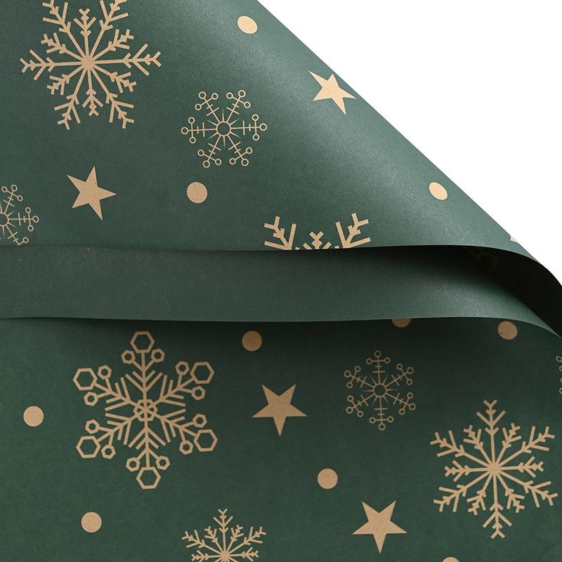 10 Sheets Christmas Wrapping Paper Kraft Paper Christmas Tree Snowflake Pattern Gift Wrapping Paper Bouquet Wrapping Paper