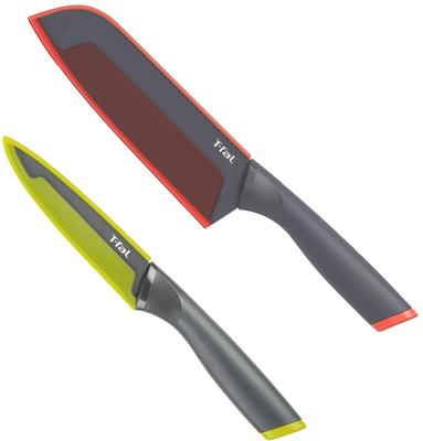 Tefal Santoku Knife Utility Knife 12cm Set Titanium Reinforced Coating Food Does Not Stick Easily Kitchen Set with Protective Cover K13482 16.5cm