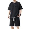 Men's Trendy Waffle Weave Sports Suit: Breathable Short Sleeve & Loose Fit Shorts Two-Piece Set
