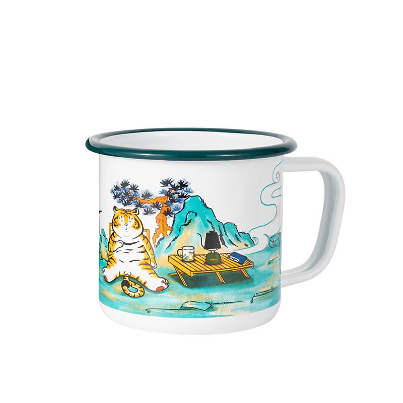 

На открытом воздухе Назад к древности Креативная эмалевая кружка для кемпинга 300 мл Металлическая эмалированная кружка для кофе и чая Кемпинг Пеший туризм Рыбалка Пикник 300-400ml