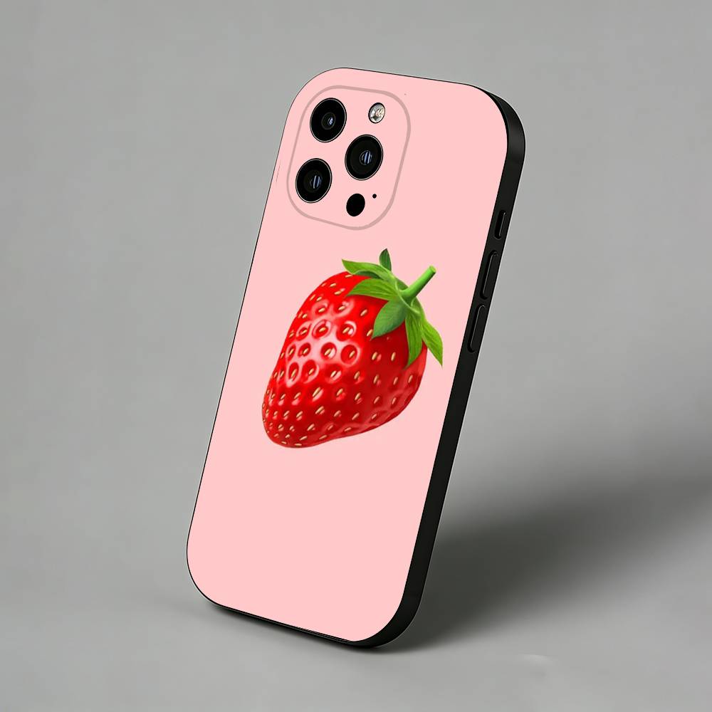Vollbild-Schutzhülle in Pink-Erdbeer-Optik mit schlanker Rückseite für iPhone 17 Air, 16 Pro Max, 16e, 15 Plus, 14, 13 Mini, 12 und 11