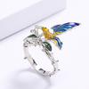 2026 Moda Creativa Pastorale Set Tre Pezzi Anello Collana Orecchini Colibrì Animale Pianta Resina Colorata Gioielli