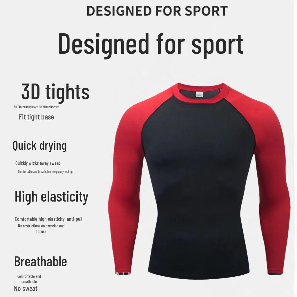 Men's Quick-Dry Long-Sleeve Tight-Fitting Sports Top - High Elasticity, Breathable Fitness Wear
