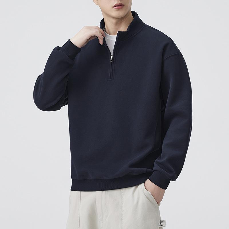 Men's Heavyweight Half-Zip Fleece Hoodie - 2025 American Style, Thickened Loose Fit, Trendy Casual Outerwear