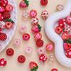 20 Stück Gemischte Rote Runde Erdbeer-Acrylperlen Leicht für DIY Armband Halskette Party-Dekoration Bastelzubehör