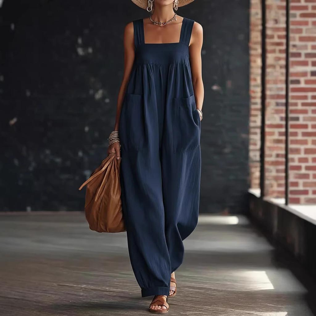 Tute da Donna Senza Maniche con Spalline Sottili Tuta da Donna a Gamba Larga con Tasche