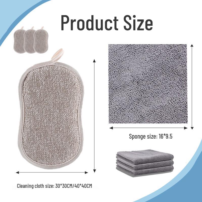 TEMU Kitchen Sponge & Dishcloth Set - High-Density Microfiber, Non-Oily 
