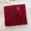 Solid color wool scarf shawl women's autumn and winter senior sense versatile fringed warm scarf couple student