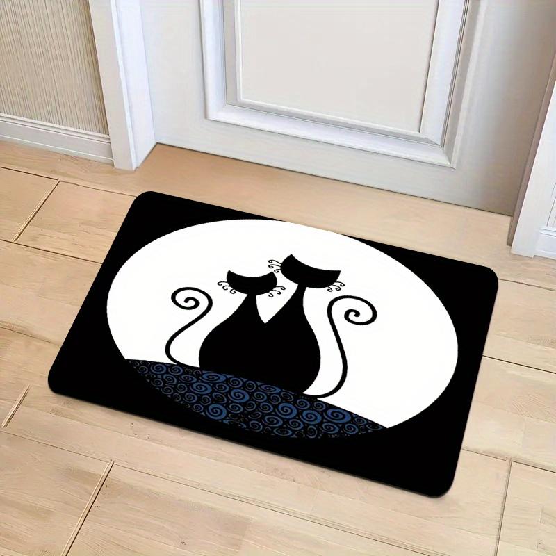 

Couple Cats Door Mat – Elegant Black & White Feline Silhouettes, Minimalist Art-Inspired Entryway Mat for Bedroom, Bathroom 40x60cm16x24in