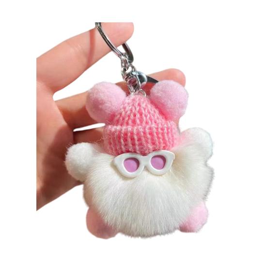 Yousheng Keychain Plush Rabbit Fur Cartoon Doll Shape Bag Charm Car Keychain Decorative Accessory Emotional Support Gift