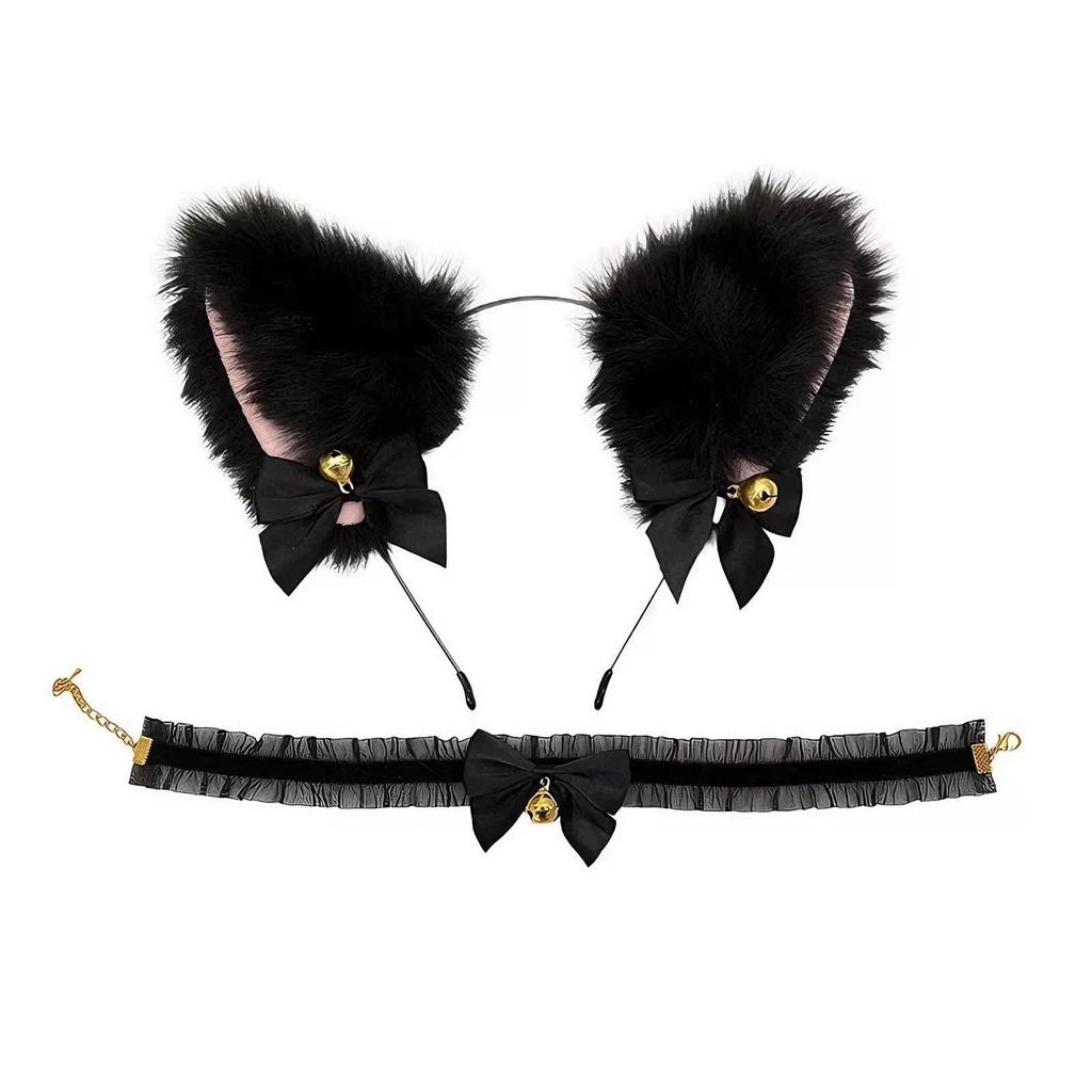 Cat Ear Bell Headband & Hairpin Set - Festive Headdress