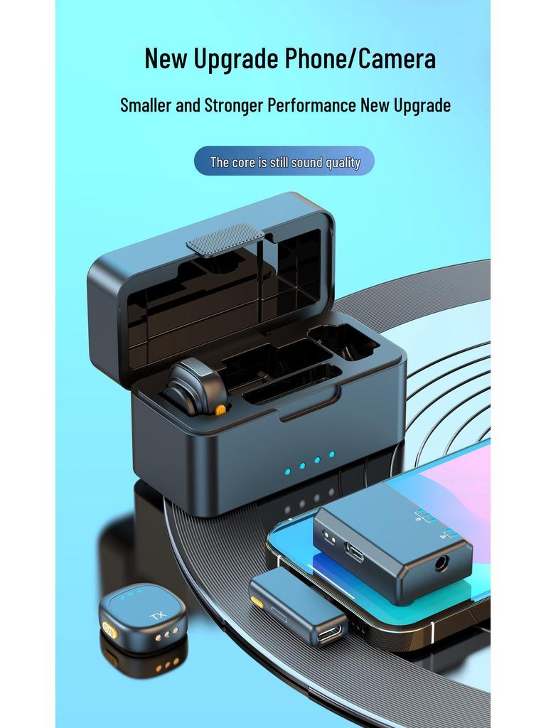 Magnetic Wireless Lavalier Microphone with Cold Shoe Mount and Noise Reduction for Live Streaming and Outdoor Shooting.