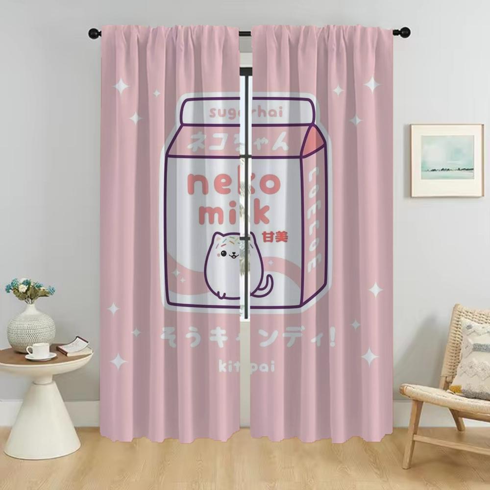 Milch Halloween Dekoration Vorhänge für Wohnzimmer Vorhang Heim Innenvorhänge 2 Stück Tüll für Schlafzimmer Jalousien Trennwand