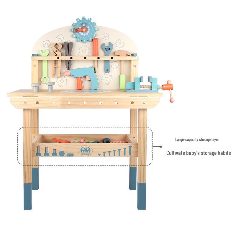 Multifunctional Wooden Workbench: Interactive Educational Toys for Early Childhood Role-Playing