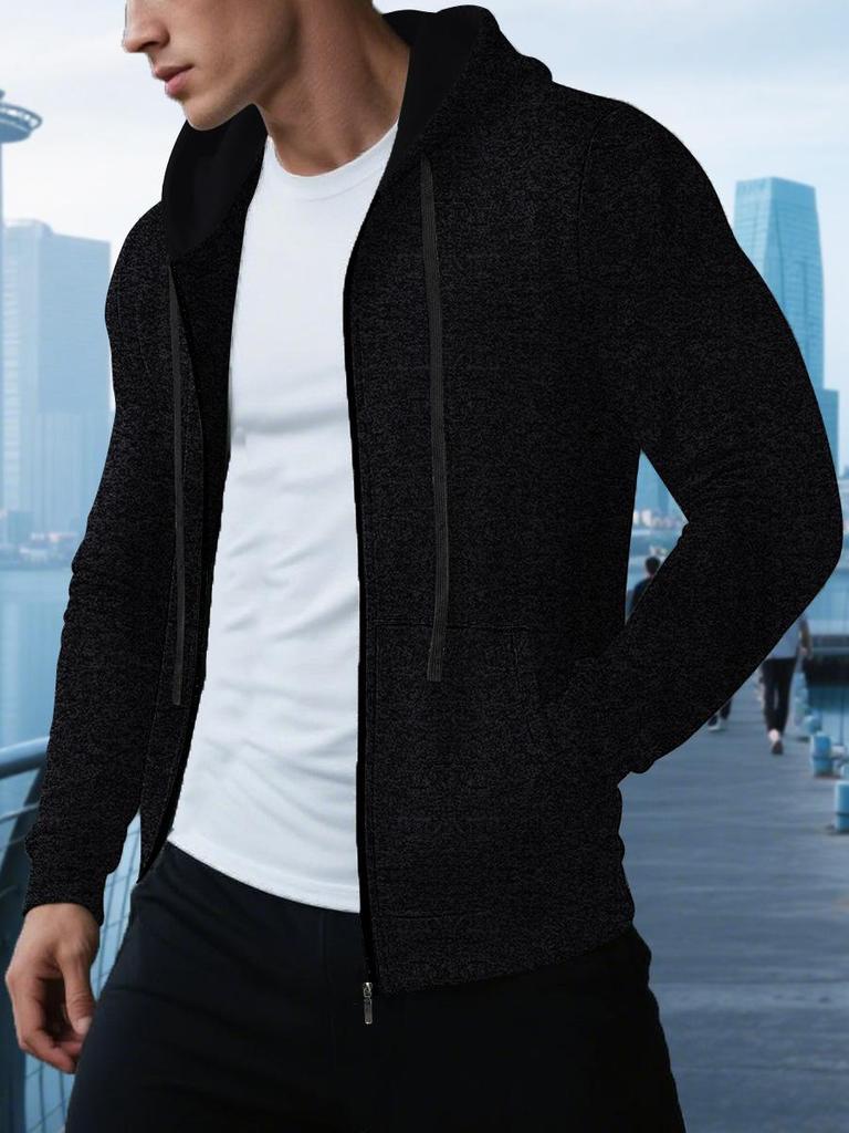 Men's Casual Jacquard Knit Hoodie Cardigan