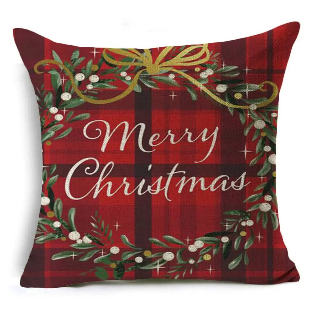 Cartoon Christmas Pillowcase Linen Decoration Christmas Gift Cushion Cover Suitable For Car Sofa Pillowcase 45Cm*45Cm
