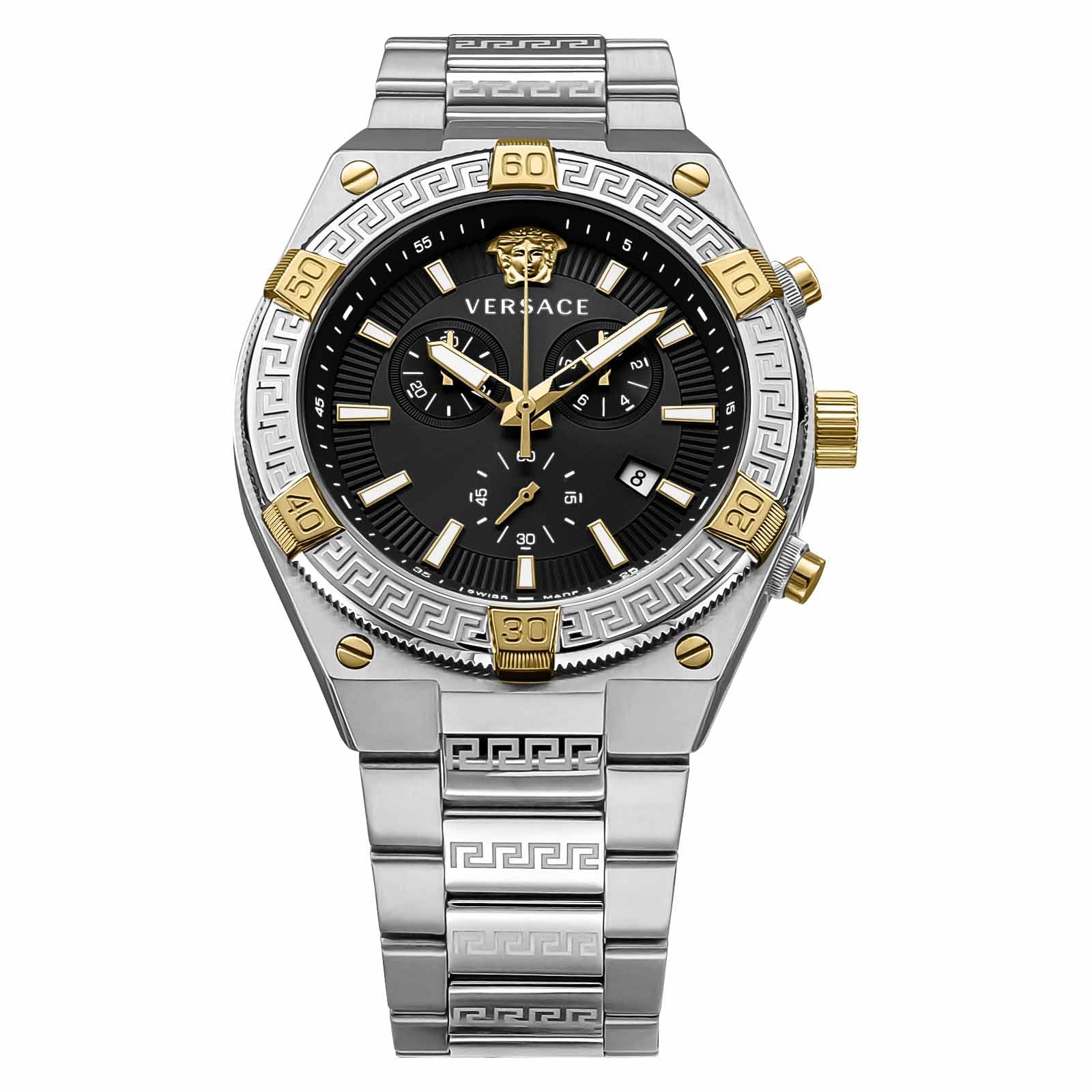 

Watch SPORTY GRECA Black Dial Quartz Daily Waterproof Sapphire Glass 46mm VESO01123 Silver [Versace] Men s [Item]