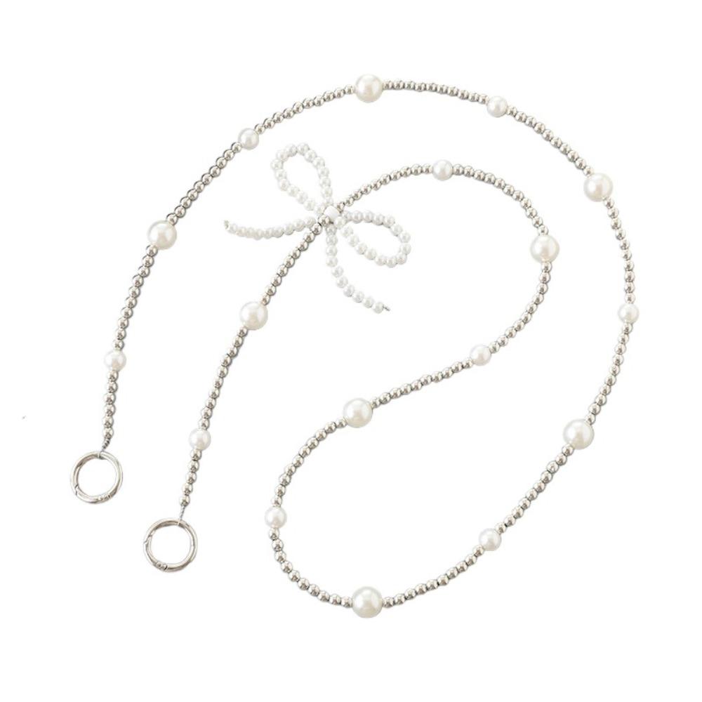 

Long Chain Bag Crossbody Lanyard Bowknot Pearl Bow Phone Lanyard DIY Mobile Phone Chain Bag Straps Style A