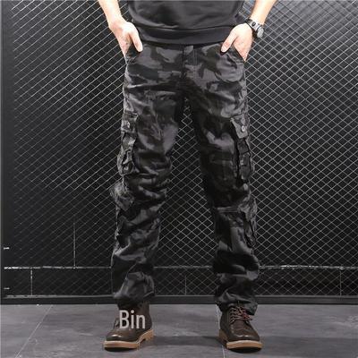 Mono informal holgado y resistente al desgaste con múltiples bolsillos para hombre - Pantalones deportivos rectos de talla grande para primavera/otoño