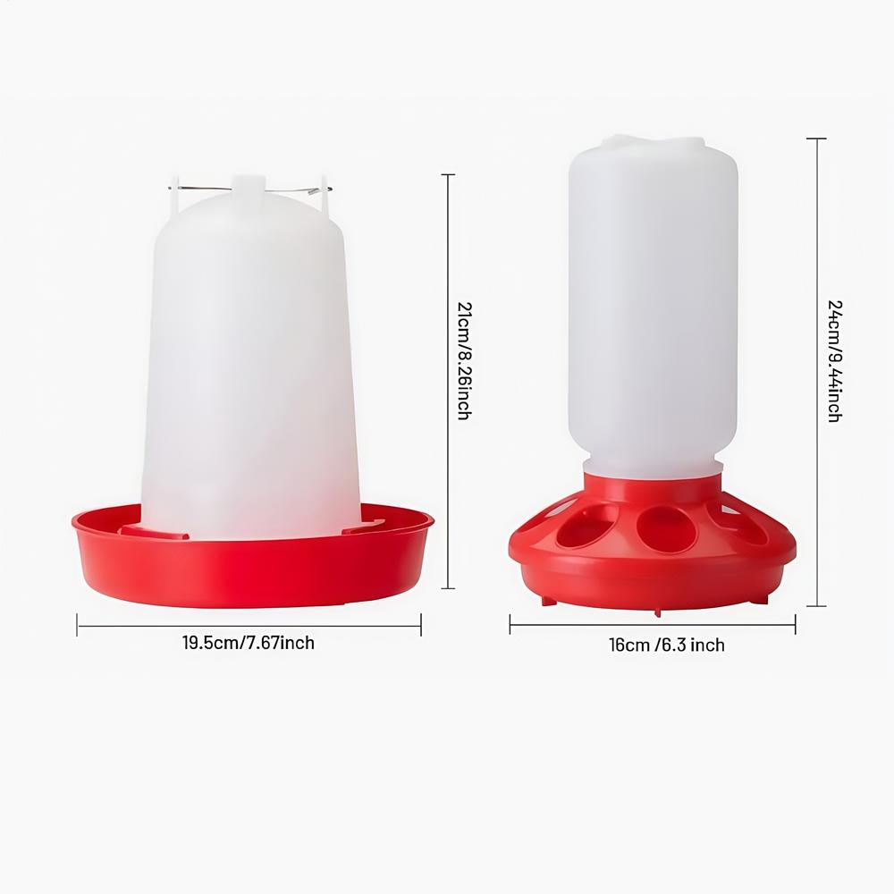 

1 Set Poultry Thickened Feeder and Drinker Water Food Dispenser Automatic Chicken Birds Chick Waterer Feeding Bucket Container