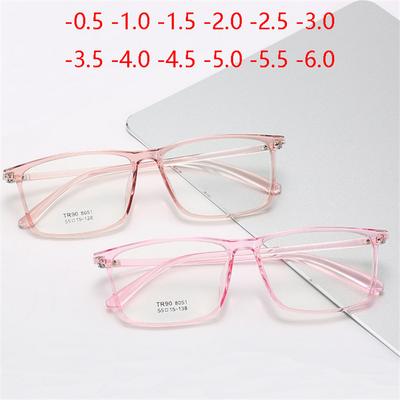 0 -0.5 -1 -1.5 -2 -2.5 To -6.0 Square Minus Prescription Eyeglasses Women Men Vintage  Big Frame Optical Myopia Glasses