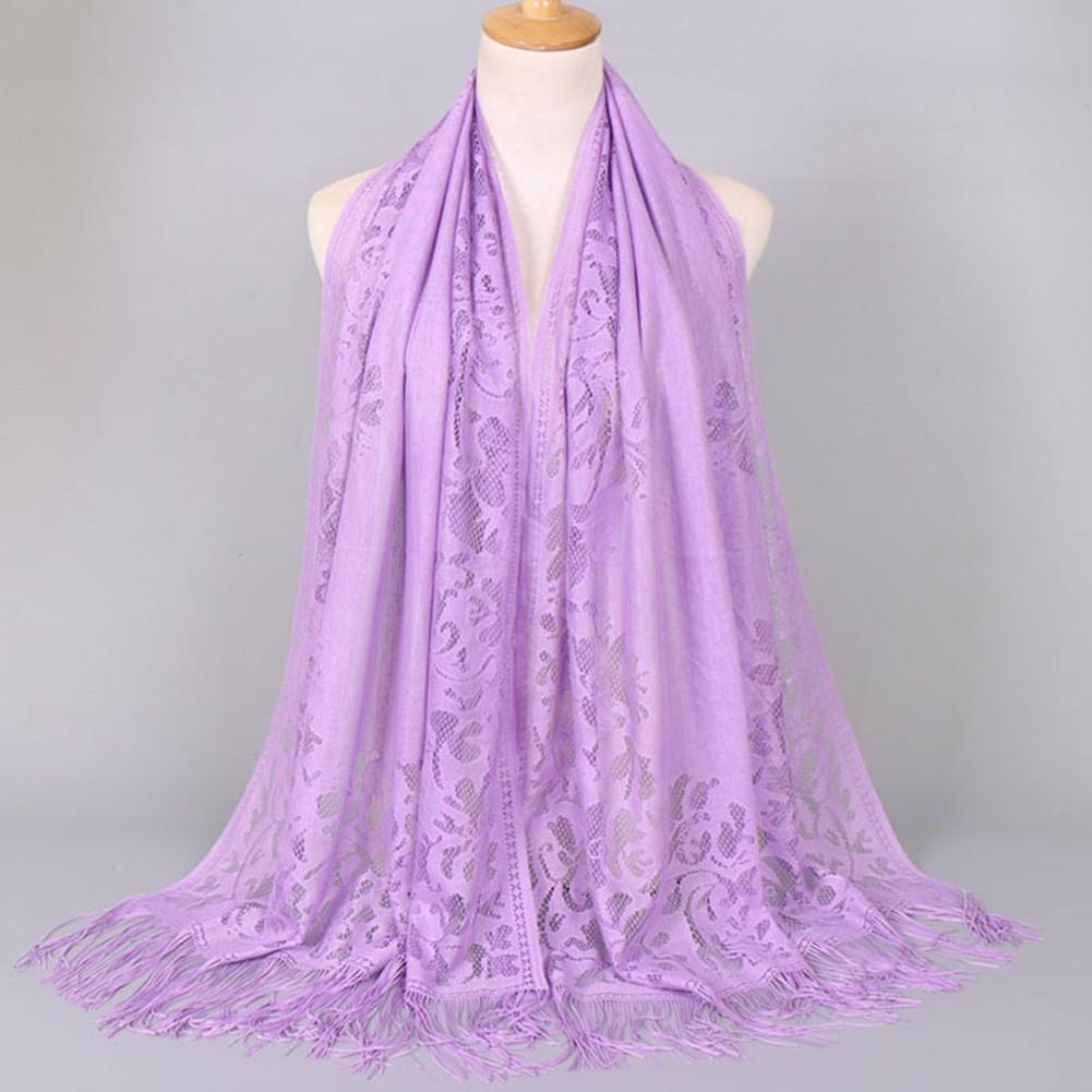 All Match Floral Tassel Scarf Hollow Solid Breathable And Comfortable