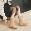 Fashion Versatile Women's Rain Shoes Waterproof and Non-slip Cotton Warm Medium Tube Rain Boots Soft Sole Comfortable Bundle Water Shoes
