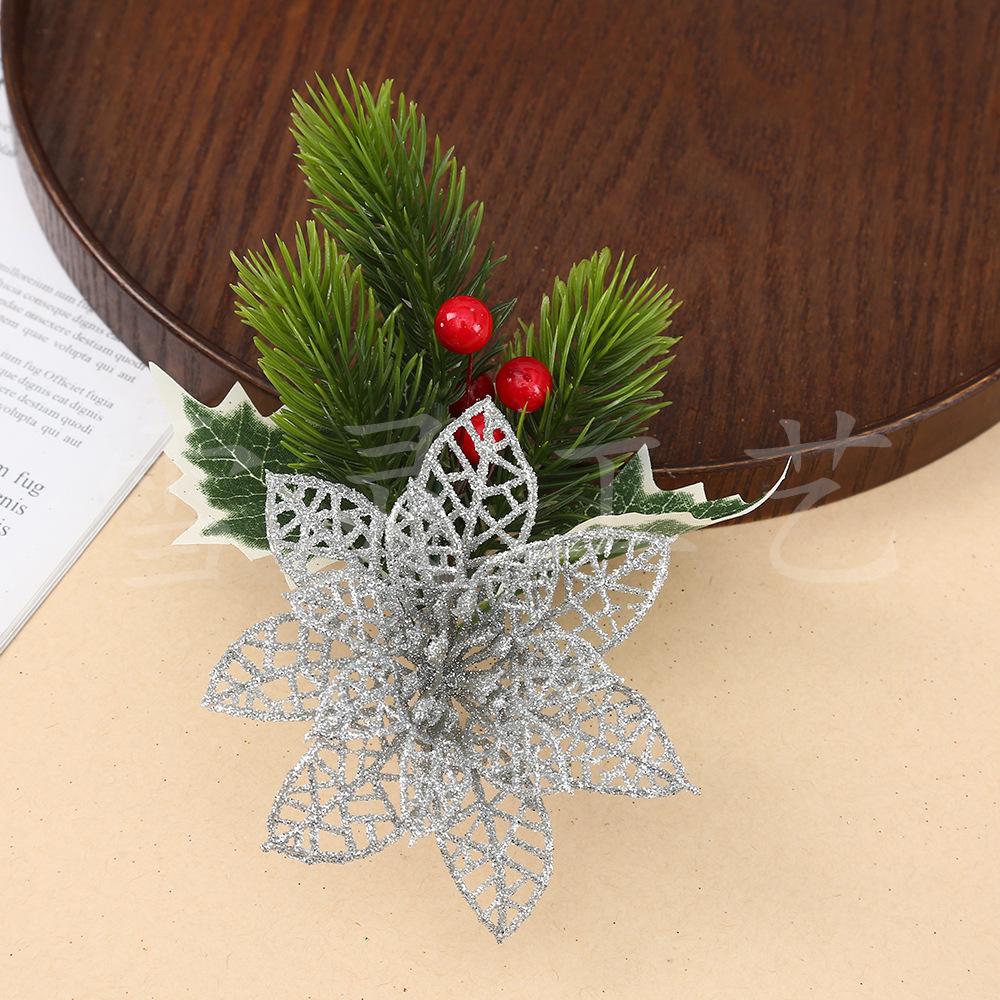 Christmas Flowers, Christmas Celebration Decorations, Scallion Powder with Hollow Flowers, Christmas Tree Decorations, Pendants, Ornaments, Handicraft