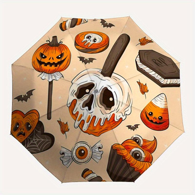 1pc Halloween Pumpkin Ideas Automatic Opening and Closing Umbrella - Small Umbrella Suitable for Various Occasions, Portable 3-Fold Small Umbrell