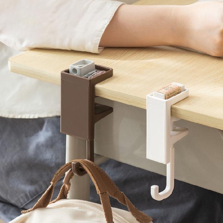 Shelf and Desk Bag Hook with Adjustable Grip, Removable Edge-Mount Backpack Holder for Study Table, Wardrobe Storage