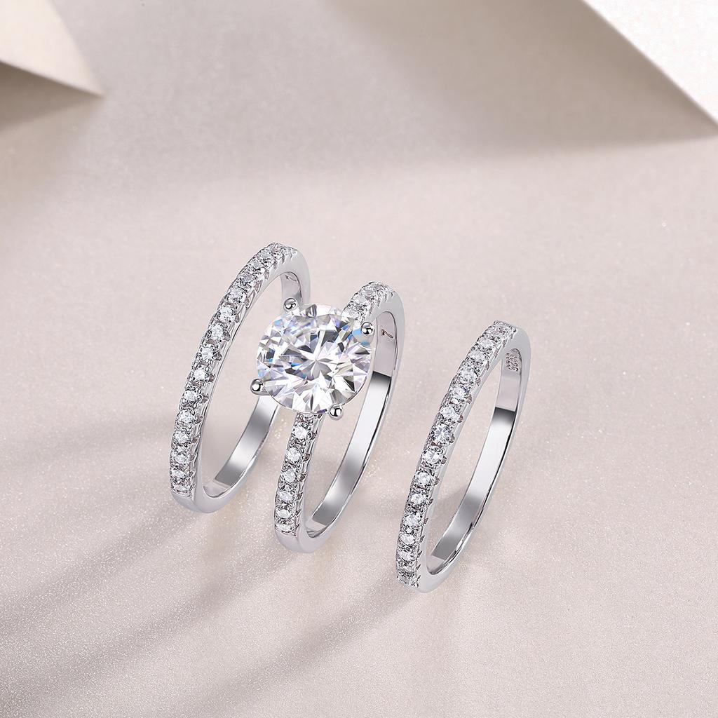 S925 Silver Ring Moissanite High Set 2 Carat Ring Panyu