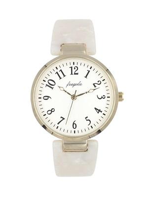[Follow] Fragola Round Acetate Bangle Watch N02224S-3 WH Women's White