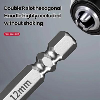 1Pcs Four-edged Cross Serrated Drill Bit Hexagonal Handle Alloy Steel Tile Drilling Tool 5-12mm Eccentric Drill